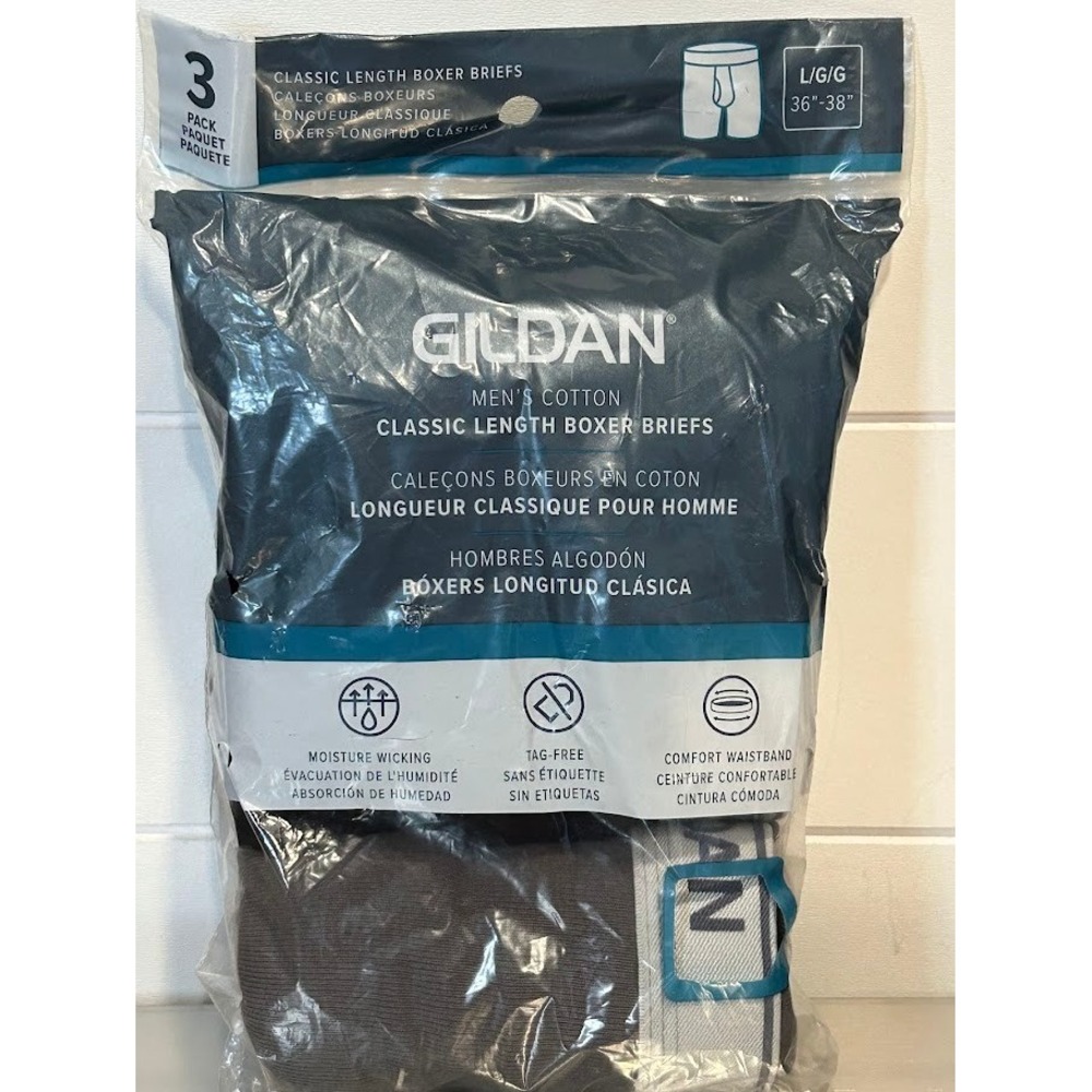 Gildan Mens Cotton Boxer Briefs‎ Classic Length Moisture Wicking L/G 36-38